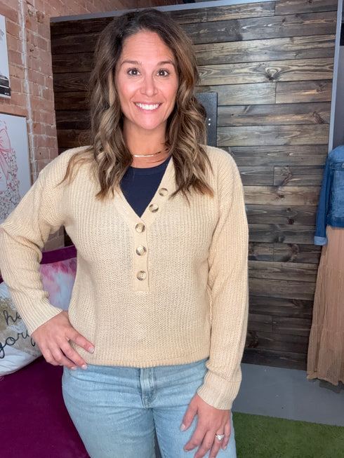 COZY FRONT BUTTON SWEATER